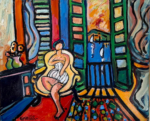 Femme devant la fenêtre.